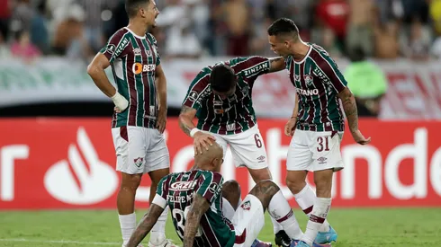 RIO DE JANEIRO, BRAZIL – MARCH 09: Felipe Melo of Fluminense reacts with teammates after winning a first leg match between Fluminense and Olimpia as part of Copa CONMEBOL Libertadores 2022 at Estadio Olímpico Nilton Santos on March 09, 2022 in Rio de Janeiro, Brazil. (Photo by Antonio Lacerda-Pool/Getty Images)