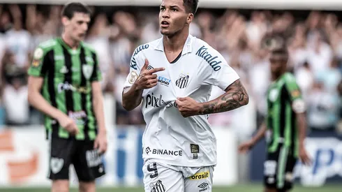 Foto: Flickr Santos- Marcos Leonardo comemora seu gol durante a partida contra o América Mineiro