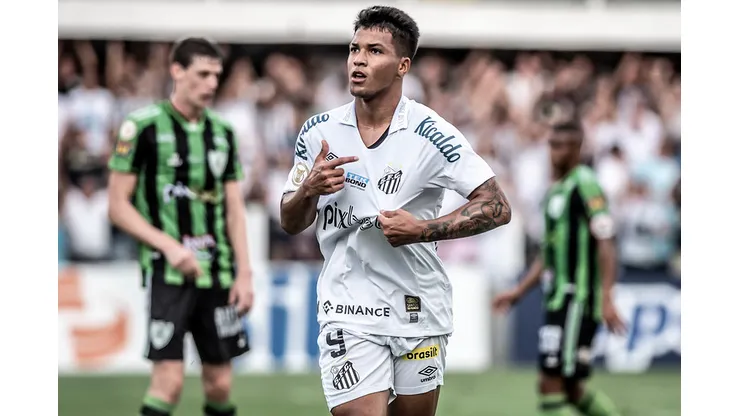Foto: Flickr Santos- Marcos Leonardo comemora seu gol durante a partida contra o América Mineiro