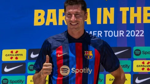 Reprodução/Barcelona – Robert Lewandowski, atacante do Barcelona
