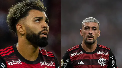 Foto Gabigol: Foto: Fernando Moreno/AGIF/ Foto Arrascaeta: Foto: Thiago Ribeiro/AGIF – STJD se decide sobre caso Arrascaeta e Gabigol