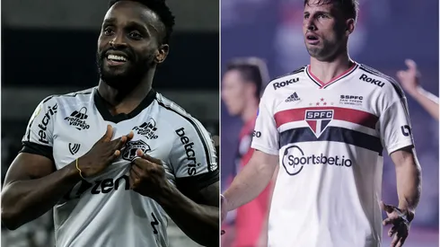 Fotos: (Thiago Ribeiro/AGIF/Ettore Chiereguini/AGIF) – Mendoza, do Ceará, superou Calleri, do São Paulo, em participações diretas em gols do time no Brasileirão