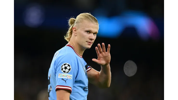 Michael Regan/Getty Images- Erling Haaland, atacante do Manchester City