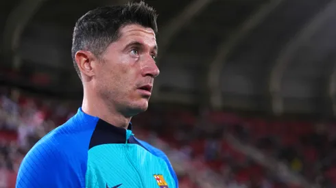 Alex Caparros/ Getty Images- Lewandowski, centroavante do Barcelona