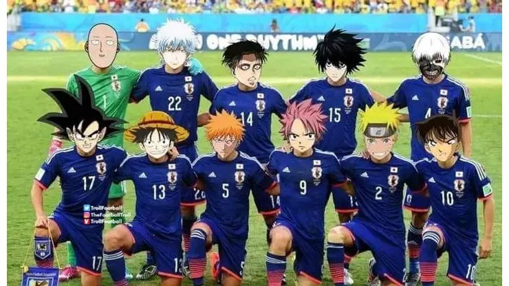Foto: Reprodução Twitter/ TrollFootball - Memes de animes em jogo do Japão repercutem na web