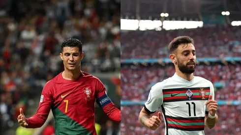 Foto Cristiano Ronaldo: Photo by Octavio Passos/Getty Images / Foto Bruno Fernandes: Photo by Alex Pantling/Getty Images – João Mário abre o jogo sobre 'treta' entre CR7 x Bruno Fernandes