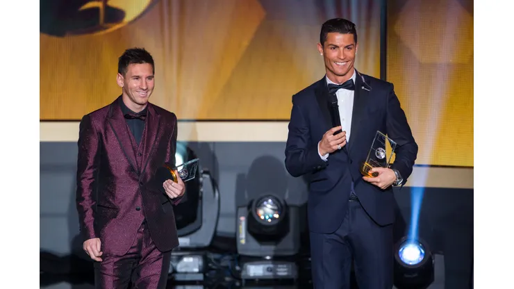 Philipp Schmidli/ Getty Images- Cristiano Ronaldo e Lionel Messi no FIFA Ballon d'Or Gala 2014