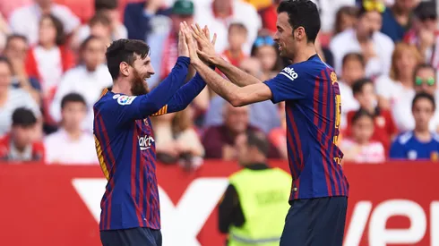 Aitor Alcalde/Getty Images- Messi e Busquets em 2019