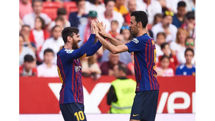 Aitor Alcalde/Getty Images- Messi e Busquets em 2019