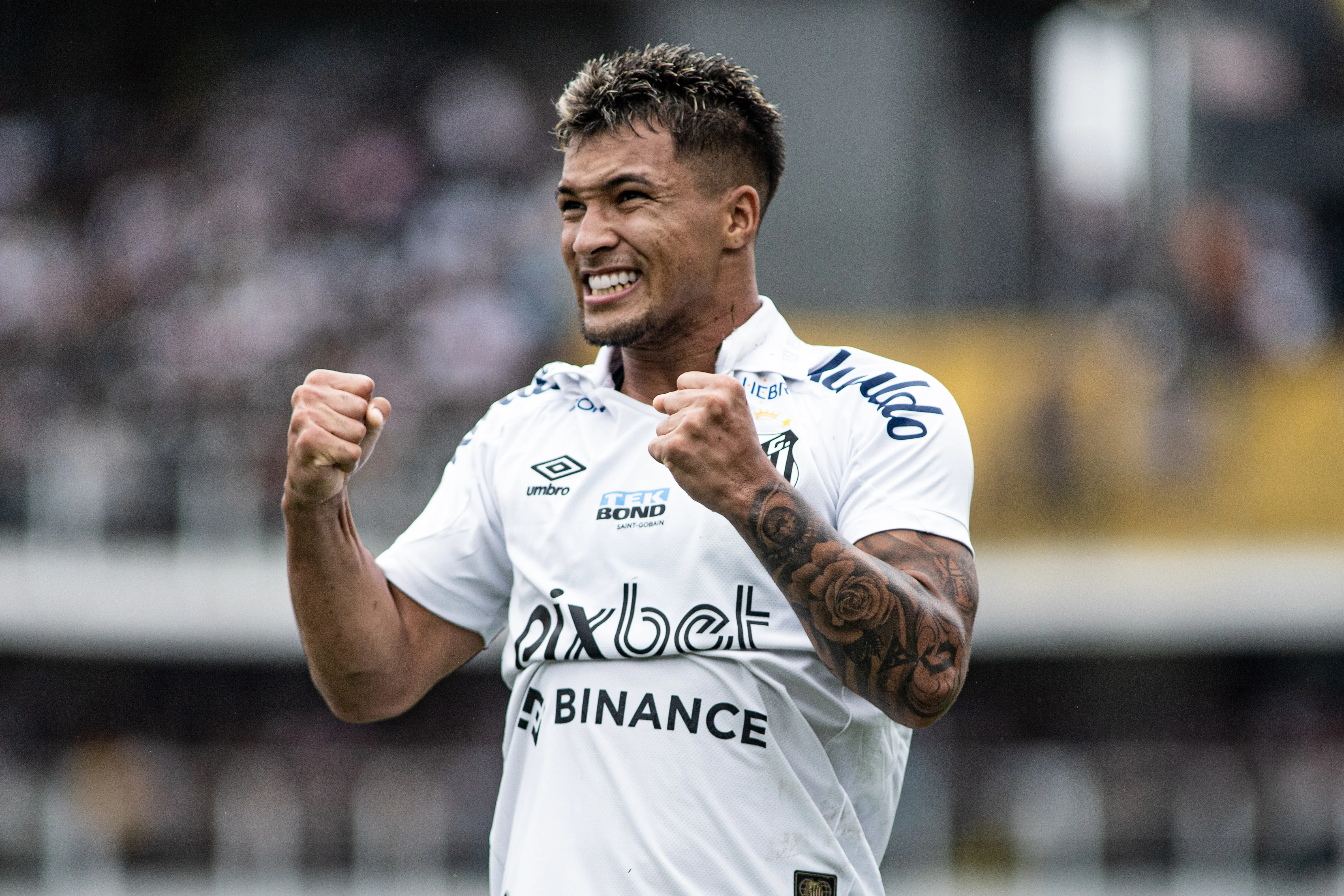 Foto: Abner Dourado/AGIF- Marcos Leonardo tem quatro gols pelo Santos em 2023
