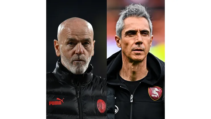 Alessandro Sabattini/Simone Arveda/ Getty Images- Stefano Pioli (Técnico do Milan) e Paulo Sousa (Técnico da Salernitana)