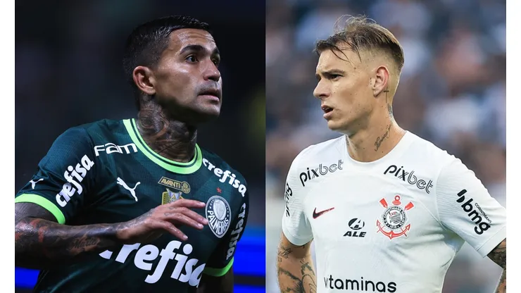 Ettore Chiereguini/Marcello Zambrana/AGIF- Dudu (Palmeiras) e Rogér Guedes (Corinthians)