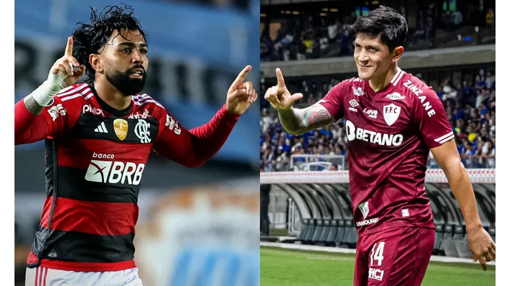 Fotobairesarg/Fernando Moreno/AGIF- Gabigol (Flamengo) e Germán Cano (Fluminense).