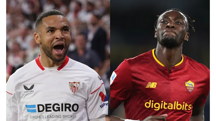 Gonzalo Arroyo Moreno/Paolo Bruno/ Getty Images- En-Nesyri (Sevilla) e Abraham (Roma).