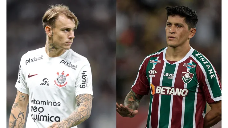 Gilson Junio/Thiago Ribeiro/AGIF- Róger Guedes (Corinthians) e Germán Cano (Fluminense).