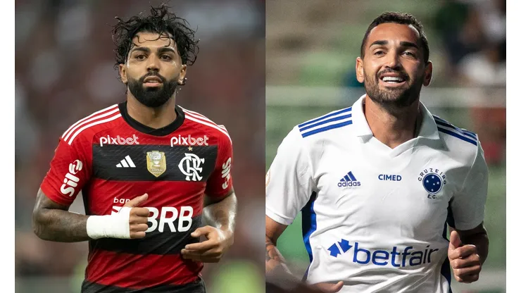 Jorge Rodrigues/Fernando Moreno/AGIF- Gabigol (Flamengo) e Gilberto (Cruzeiro).