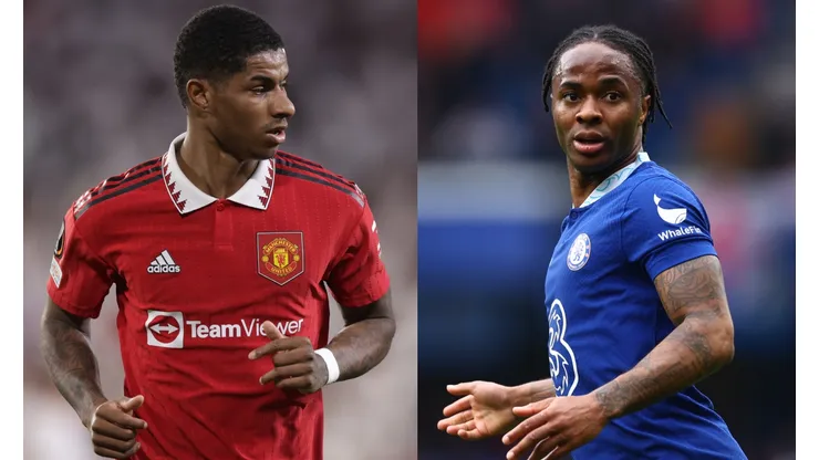 Gonzalo Arroyo Moreno/Clive Rose/Getty Images- Rashford (Manchester United) e Stearling (Chelsea).