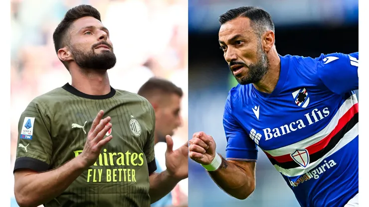 Marco Luzzani/ Simone Arveda/ Getty Images- Giroud (Milan) e Quagliarella (Sampdoria).