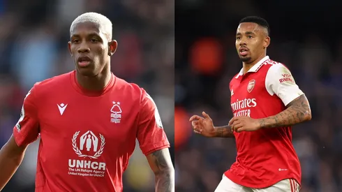 Michael Regan/Catherine Ivill/ Getty Images- Danilo (Nottingham Forest) e Gabriel Jesus (Arsenal).