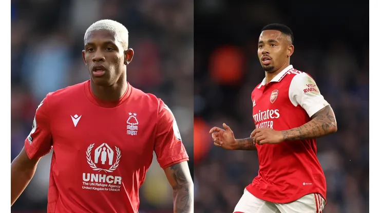 Michael Regan/Catherine Ivill/ Getty Images- Danilo (Nottingham Forest) e Gabriel Jesus (Arsenal).