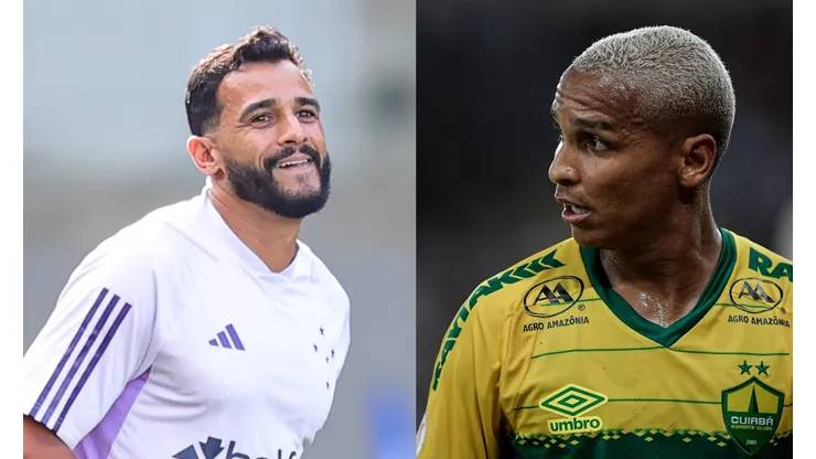 Gilson Junio/Thiago Ribeiro/AGIF- Henrique Dourado (Cruzeiro) e Deyverson (Cuiabá).