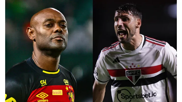 Gabriel Machado/Ettore Chiereguini/AGIF- Vagner Love (Sport) e Jonathan Calleri (São Paulo).
