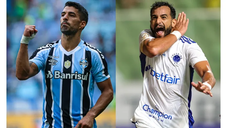 Maxi Franzoi/Gilson Junio/AGIF- Luis Suárez (Grêmio) e Henrique Dourado (Cruzeiro).