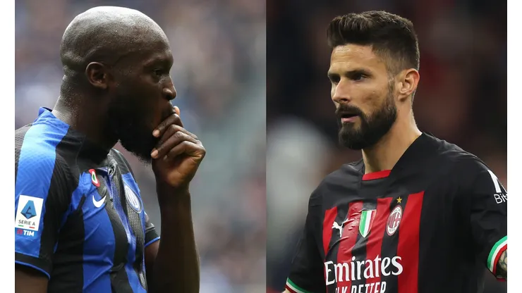 Marco Luzzani /Alex Grimm/Getty Images- Lukaku (Inter de Milão) e Giroud (Milan).