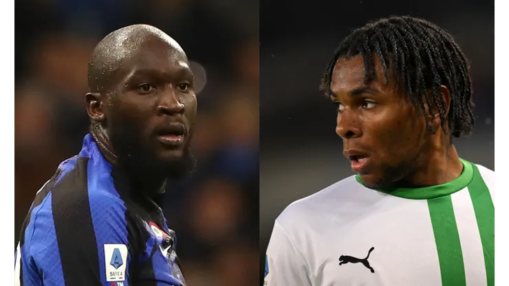 Alessandro Sabattini/Marco Luzzani/Getty Images- Romelo Lukaku (Inter) e Armand Lauriente (Sassuolo)