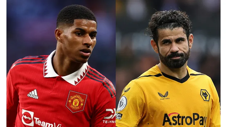 Clive Rose/David Rogers/Getty Images- Marcus Rashford (Manchester United) e Diego Costa (Wolverhampton).