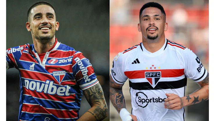 Kely Pereira/Marcello Zambrana/AGIF- Thiago Galhardo (Fortaleza) e Luciano (São Paulo).