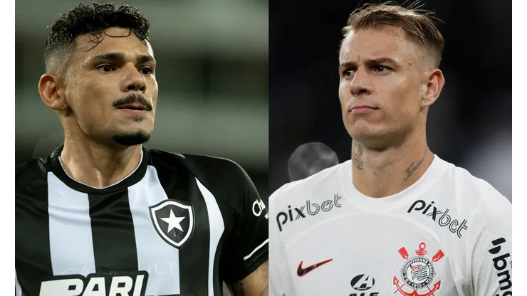 Jorge Rodrigues/AGIF/Miguel Schincariol/ Getty Images- Tiquinho Soares (Botafogo) e Róger Guedes (Corinthians).