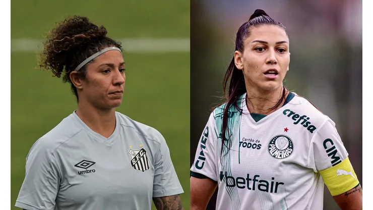 Thiago Ribeiro/AGIF/Divulgação/Palmeiras- Cristiane (Santos) e Bia Zaneratto (Palmeiras)