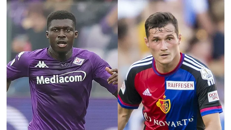 Gabriele Maltinti /Alexander Scheuber/ Getty Images- Alfred Duncan ( Fiorentina) e Taulant Xhaka (Basel)