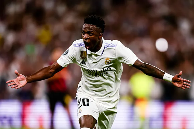 (Photo by Eurasia Sport Images/Getty Images) – Vini Jr. comemorando gol