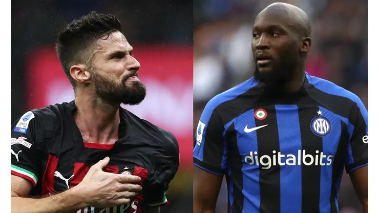 Marco Luzzani/Getty Images- Giroud (Milan) e Lukaku (Inter).
