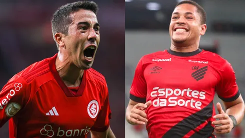 Maxi Franzoi/Gabriel Machado/AGIF- Carlos de Pena (Inter) e Vitor Roque (Athletico).