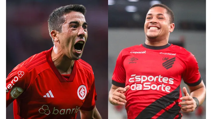 Maxi Franzoi/Gabriel Machado/AGIF- Carlos de Pena (Inter) e Vitor Roque (Athletico).
