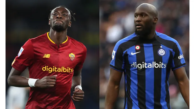 Paolo Bruno/ Marco Luzzani/Getty Images- Tammy Abraham (Roma) e Romelu Lukaku (Inter).