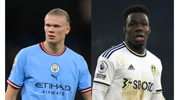 Gareth Copley/Michael Regan/ Getty Images- Erling Haaland (Manchester City) e Wilfried Gnonto (Leeds).