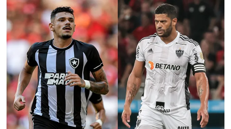Thiago Ribeiro/Robson Mafra/AGIF- Tiquinho Soares (Botafogo) e Hulk (Atlético-MG).