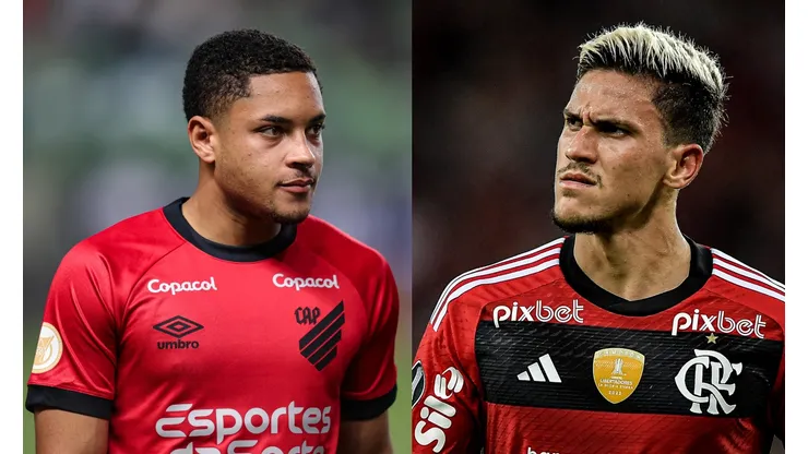 Gilson Junio/Thiago Ribeiro/AGIF- Vitor Roque (Athletico) e Pedro (Flamengo)