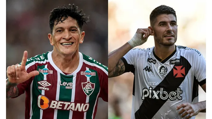 Thiago Ribeiro/AGIF- Germán Cano (Fluminense) e Pedro Raul (Vasco).