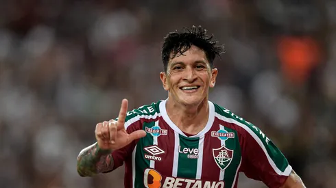 RJ – RIO DE JANEIRO – 02/05/2023 – LIBERTADORES 2023, FLUMINENSE X RIVER PLATE – German Cano jogador do Fluminense comemora seu gol durante partida contra o River Plate no estadio Maracana pelo campeonato Libertadores 2023. Foto: Thiago Ribeiro/AGIF