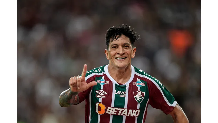 RJ - RIO DE JANEIRO - 02/05/2023 - LIBERTADORES 2023, FLUMINENSE X RIVER PLATE - German Cano jogador do Fluminense comemora seu gol durante partida contra o River Plate no estadio Maracana pelo campeonato Libertadores 2023. Foto: Thiago Ribeiro/AGIF