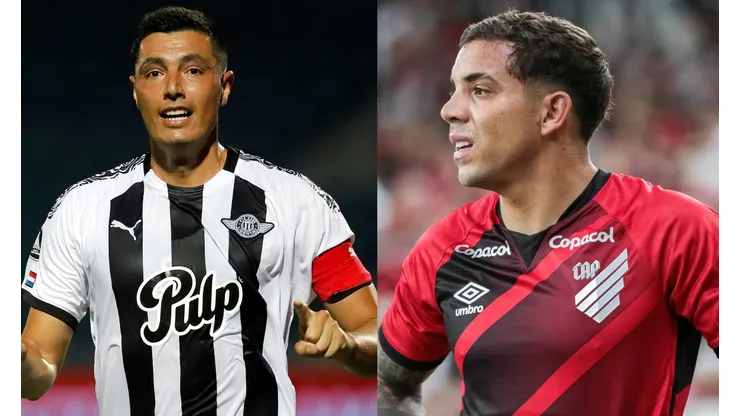 Pool/Getty Images/ Robson Mafra/AGIF- Oscar Cardozo (Libertad) e David Terans (Athletico)