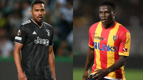 Francesco Pecoraro/Octavio Passos/Getty images- Alex Sandro (Juventus) e Lameck Banda (Lecce)