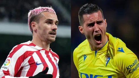 Ángel Martinez/Fran Santiago/Getty Images- Antoine Griezmann (Atlético de Madrid) e Sergi Gaurdiola (Cádiz)
