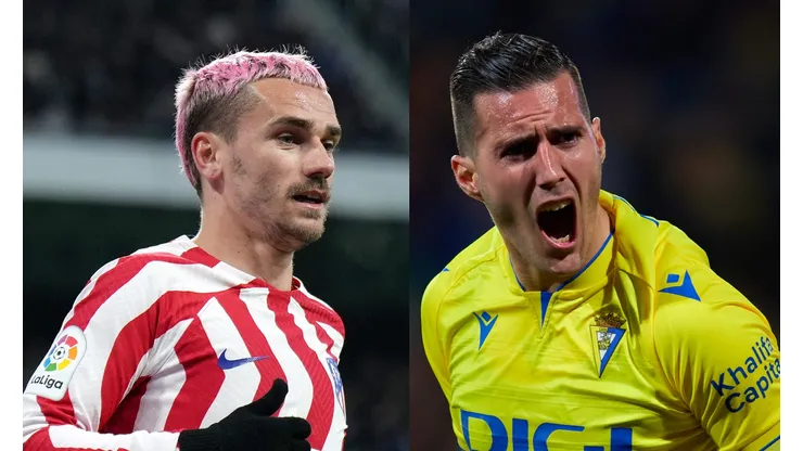 Ángel Martinez/Fran Santiago/Getty Images- Antoine Griezmann (Atlético de Madrid) e Sergi Gaurdiola (Cádiz)