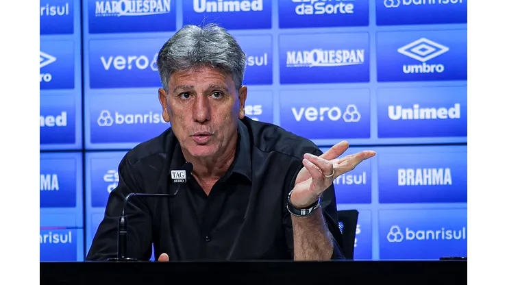 RS - PORTO ALEGRE - 27/04/2023 - COPA DO BRASIL 2023, GREMIO X ABC - Renato Portaluppi tecnico do Gremio durante coletiva apos a partida contra o ABC no estadio Arena do Gremio pelo campeonato Copa do Brasil 2023. Foto: Maxi Franzoi/AGIF